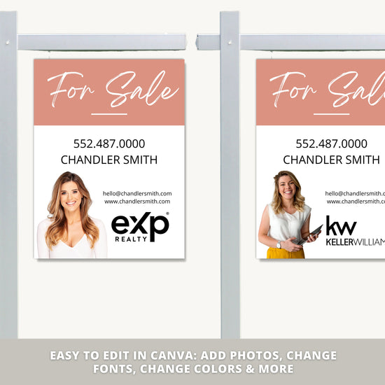 Real Estate Yard Sign | For Sale Yard Sign | Customizable For Sale Signage | Real Estate Marketing | Canva Template Modern Sold Sign | Open