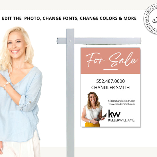 Real Estate Yard Sign | For Sale Yard Sign | Customizable For Sale Signage | Real Estate Marketing | Canva Template Modern Sold Sign | Open