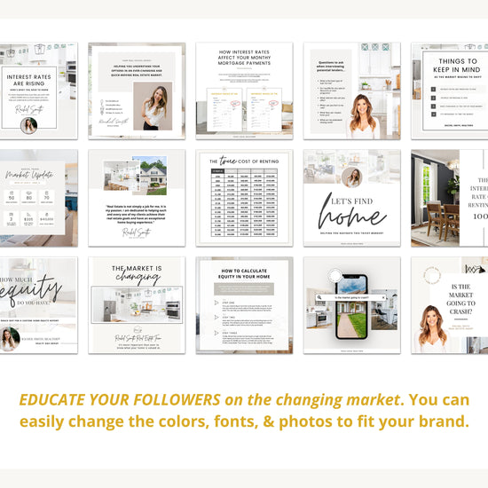 Market Shift Instagram Posts | Real Estate Social Media Posts | Rent vs Buy | Mortgage Lender | Home Equity Posts | Interest Rates Rising