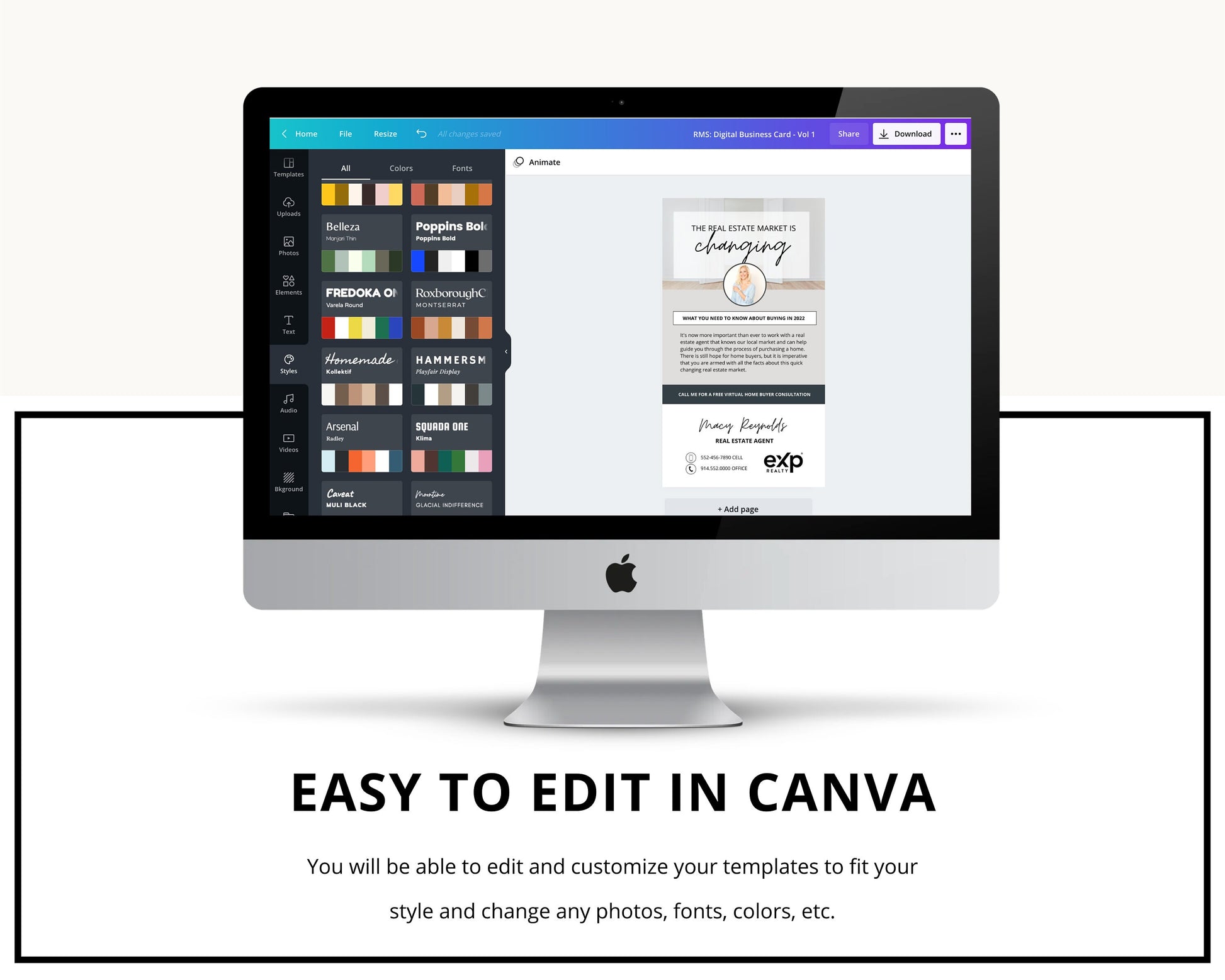 Digital Textable Card | Real Estate Business Card | Market Changing | Interest Rates | Real Estate Marketing | Prospecting Flyer | Canva