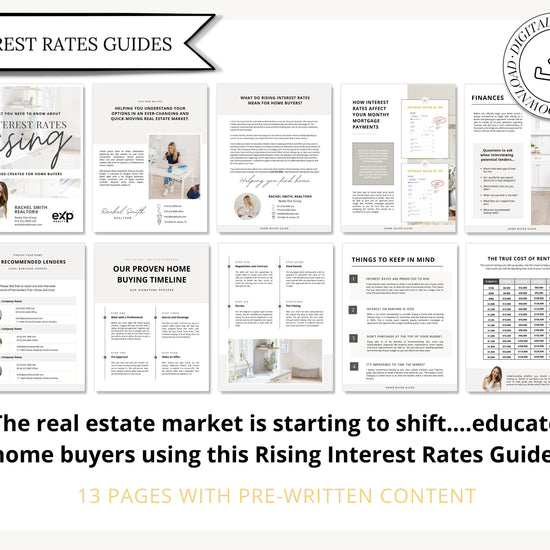 Interest Rates Rising Home Buyer Guide | Real Estate Marketing | Mortgage Lender | Home Equity Report | Real Estate Prospecting Canva Guide