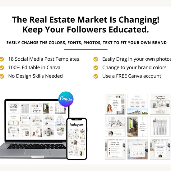 Market Shift Instagram Posts | Real Estate Social Media Posts | Rent vs Buy | Mortgage Lender | Home Equity Posts | Interest Rates Rising