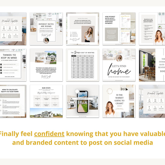 Interest Rates Instagram Posts | Real Estate Social Media Posts | Market Changing | Mortgage Lender | Home Equity Posts | Rent | Canva Guide