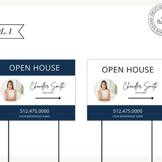 Real Estate Yard Open House Sign Template | For Sale Yard Sign | Customizable For Sale Signage | Open House Directional | Canva Template