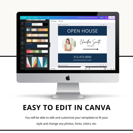 Real Estate Yard Open House Sign Template | For Sale Yard Sign | Customizable For Sale Signage | Open House Directional | Canva Template