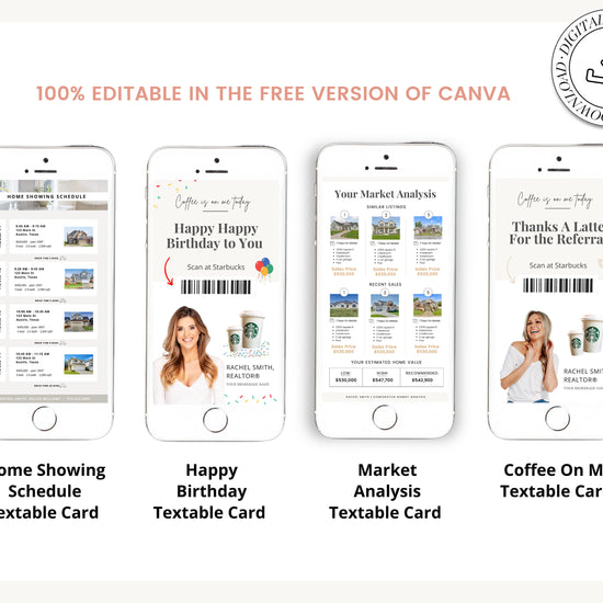 Digital Business Card Bundle | Textable Real Estate Cards | Real Estate Marketing | Canva Template | Textable Prospecting Cards | Open House