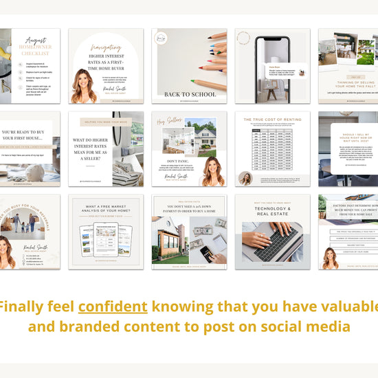 August Real Estate Captions & 31 Matching Real Estate Canva Posts | Real Estate Instagram Posts | Real Estate Marketing | Canva Template