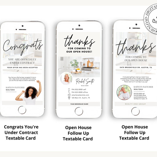 Digital Business Card Bundle | Textable Real Estate Cards | Real Estate Marketing | Canva Template | Textable Prospecting Cards | Open House