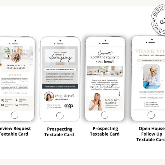 Digital Business Card Bundle | Textable Real Estate Cards | Real Estate Marketing | Canva Template | Textable Prospecting Cards | Open House