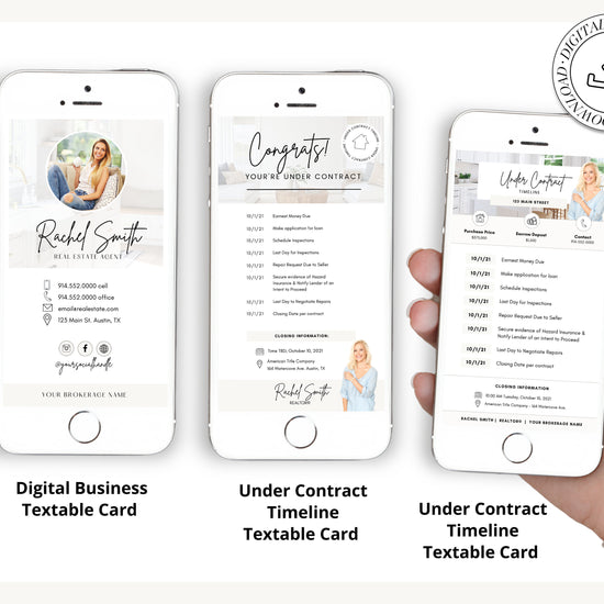 Digital Business Card Bundle | Textable Real Estate Cards | Real Estate Marketing | Canva Template | Textable Prospecting Cards | Open House
