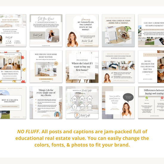 September Real Estate Captions & 30 Matching Real Estate Canva Posts | Real Estate Instagram Posts | Real Estate Marketing | Canva Template