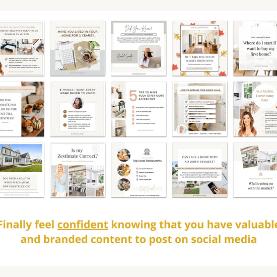 September Real Estate Captions & 30 Matching Real Estate Canva Posts | Real Estate Instagram Posts | Real Estate Marketing | Canva Template