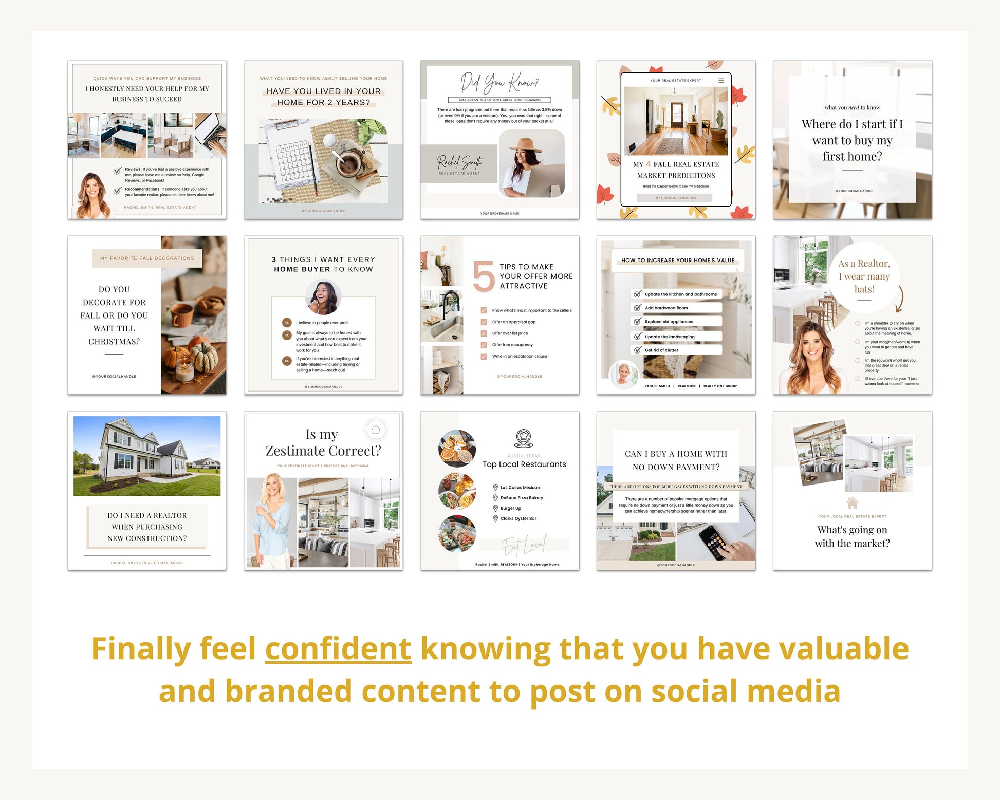 September Real Estate Captions & 30 Matching Real Estate Canva Posts | Real Estate Instagram Posts | Real Estate Marketing | Canva Template