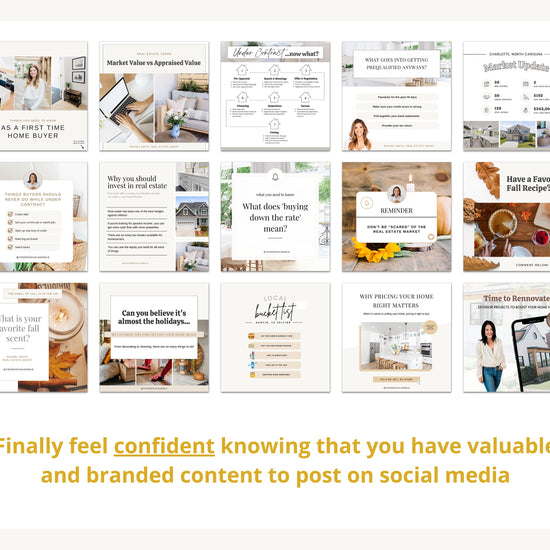 October Real Estate Captions & 31 Matching Real Estate Canva Posts | Real Estate Instagram Posts | Real Estate Marketing | Canva Template