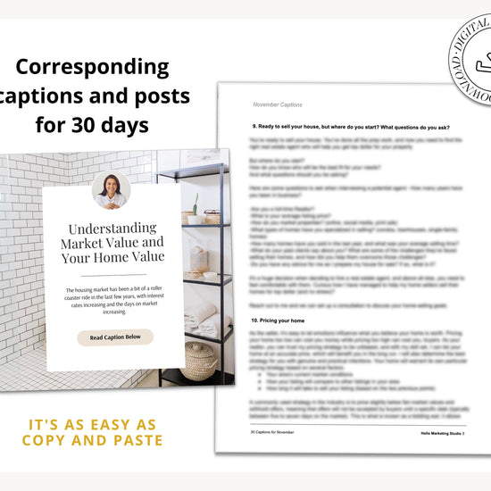 November Real Estate Captions & 30 Matching Real Estate Canva Posts | Real Estate Instagram Posts | Real Estate Marketing | Canva Template