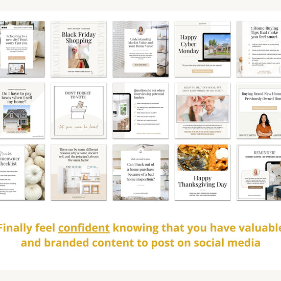 November Real Estate Captions & 30 Matching Real Estate Canva Posts | Real Estate Instagram Posts | Real Estate Marketing | Canva Template