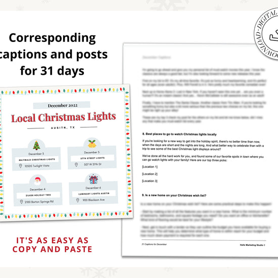 December Real Estate Captions & 31 Matching Real Estate Canva Posts | Real Estate Instagram Posts | Real Estate Marketing | Canva Template