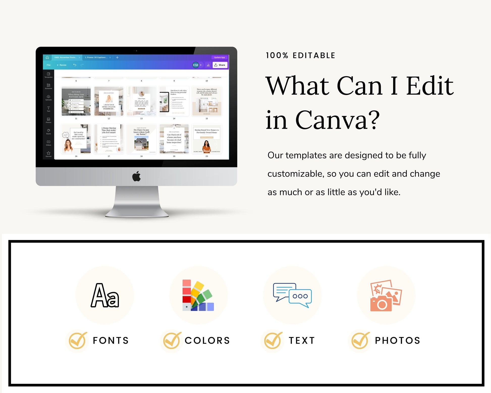 February Real Estate Captions & 28 Matching Real Estate Canva Posts | Real Estate Instagram Posts | Real Estate Marketing | Canva Template