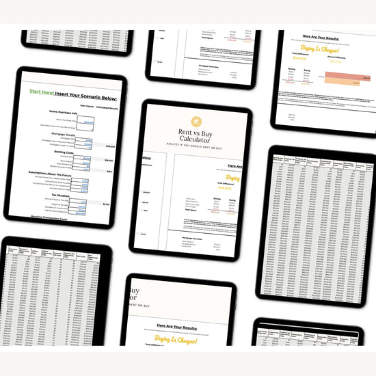 Renting Vs. Buying Calculator | Real Estate Marketing | Rent Vs Own Cost Comparison | Financial Planner | Google Sheets | Rental Marketing