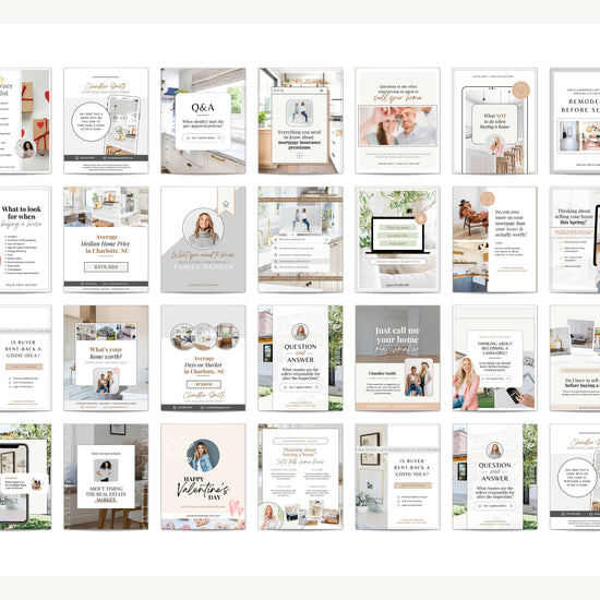 February Real Estate Captions & 28 Matching Real Estate Canva Posts | Real Estate Instagram Posts | Real Estate Marketing | Canva Template