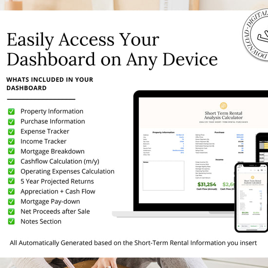 Short-Term Rental Analysis Calculator Tracker | Rental Tracking Spreadsheet | Rental Management | Rental Bookkeeping | Google Sheets | Rent