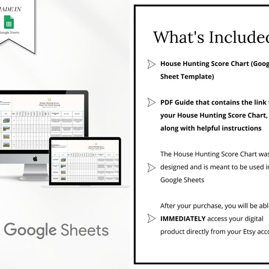 House Hunting Score Chart | House Hunting Schedule | Home Buyer Ranking System | Real Estate Marketing | Google Sheets | Home Buying System