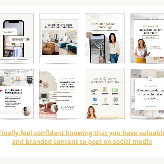 March Real Estate Captions & 31 Matching Real Estate Canva Posts | Real Estate Instagram Posts | Real Estate Marketing | Canva Template
