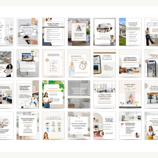 March Real Estate Captions & 31 Matching Real Estate Canva Posts | Real Estate Instagram Posts | Real Estate Marketing | Canva Template