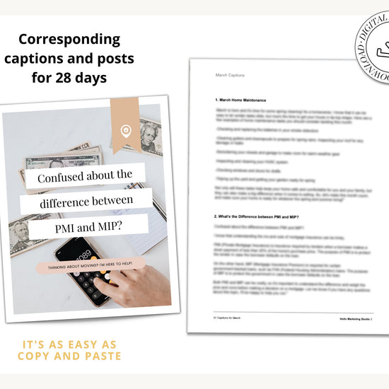 March Real Estate Captions & 31 Matching Real Estate Canva Posts | Real Estate Instagram Posts | Real Estate Marketing | Canva Template