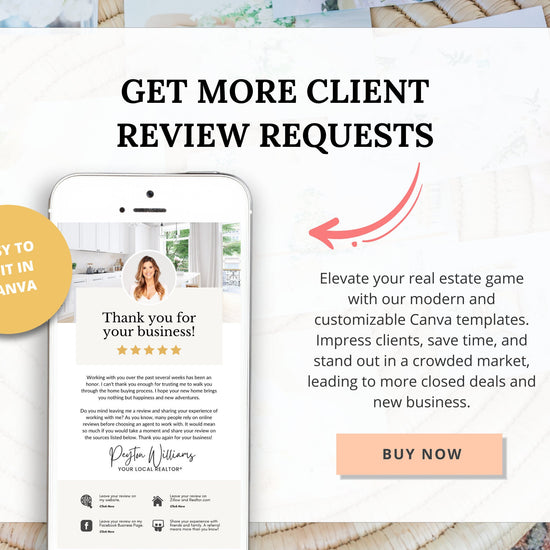 Client Review Request Textable Card | Real Estate Agent Marketing | Entrepreneur Client Testimonials | Canva Template | Referral Request