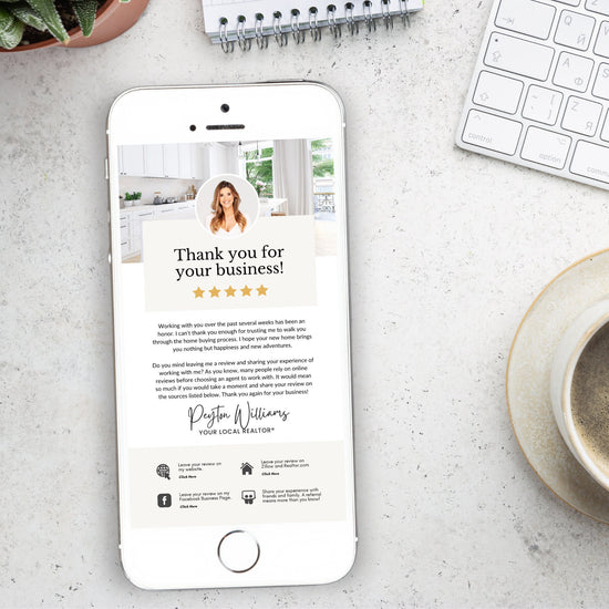Client Review Request Textable Card | Real Estate Agent Marketing | Entrepreneur Client Testimonials | Canva Template | Referral Request