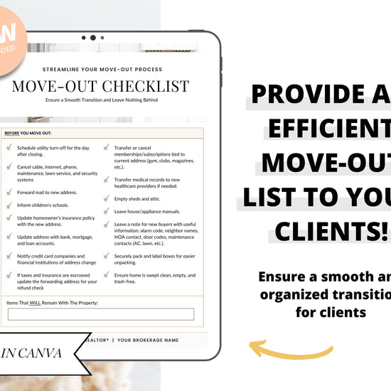 Real Estate Moving Checklist | Moving Guide | Printable Moving Checklist | Moving Checklist | Real Estate Marketing | Moving Flyer | To-Do