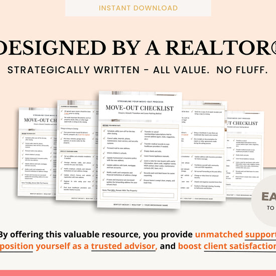 Real Estate Moving Checklist | Moving Guide | Printable Moving Checklist | Moving Checklist | Real Estate Marketing | Moving Flyer | To-Do