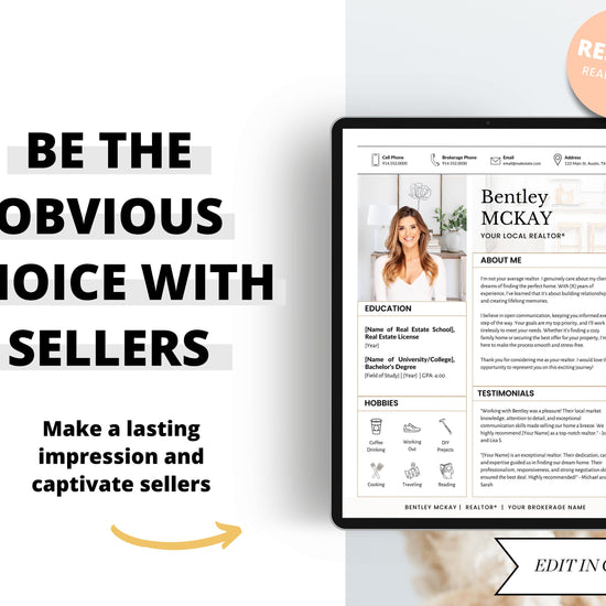 Real Estate Resume Template | Professional Resume Template | Resume and Cover Letter Template | Real Estate Interview | Canva | Resume
