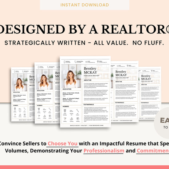 Real Estate Resume Template | Professional Resume Template | Resume and Cover Letter Template | Real Estate Interview | Canva | Resume