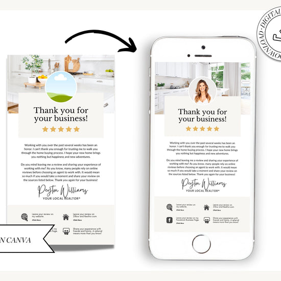 Client Review Request Textable Card | Real Estate Agent Marketing | Entrepreneur Client Testimonials | Canva Template | Referral Request