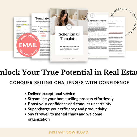 21 Seller Email Template | Real Estate Agents | Home Seller | Email Templates | Pre-List to Closing | Real Estate Email System | Seller