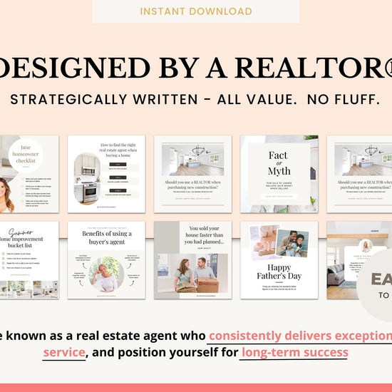 June 35 Real Estate Captions & 35 Real Estate Canva Posts | Real Estate Agent Social Media Posts | Real Estate Marketing | Canva Template