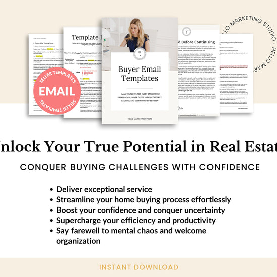 17 Buyer Email Templates | Real Estate Agents | Buyer Agent System | Email Templates | Pre approval to Closing | Real Estate Email System
