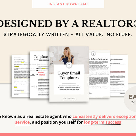 17 Buyer Email Templates | Real Estate Agents | Buyer Agent System | Email Templates | Pre approval to Closing | Real Estate Email System