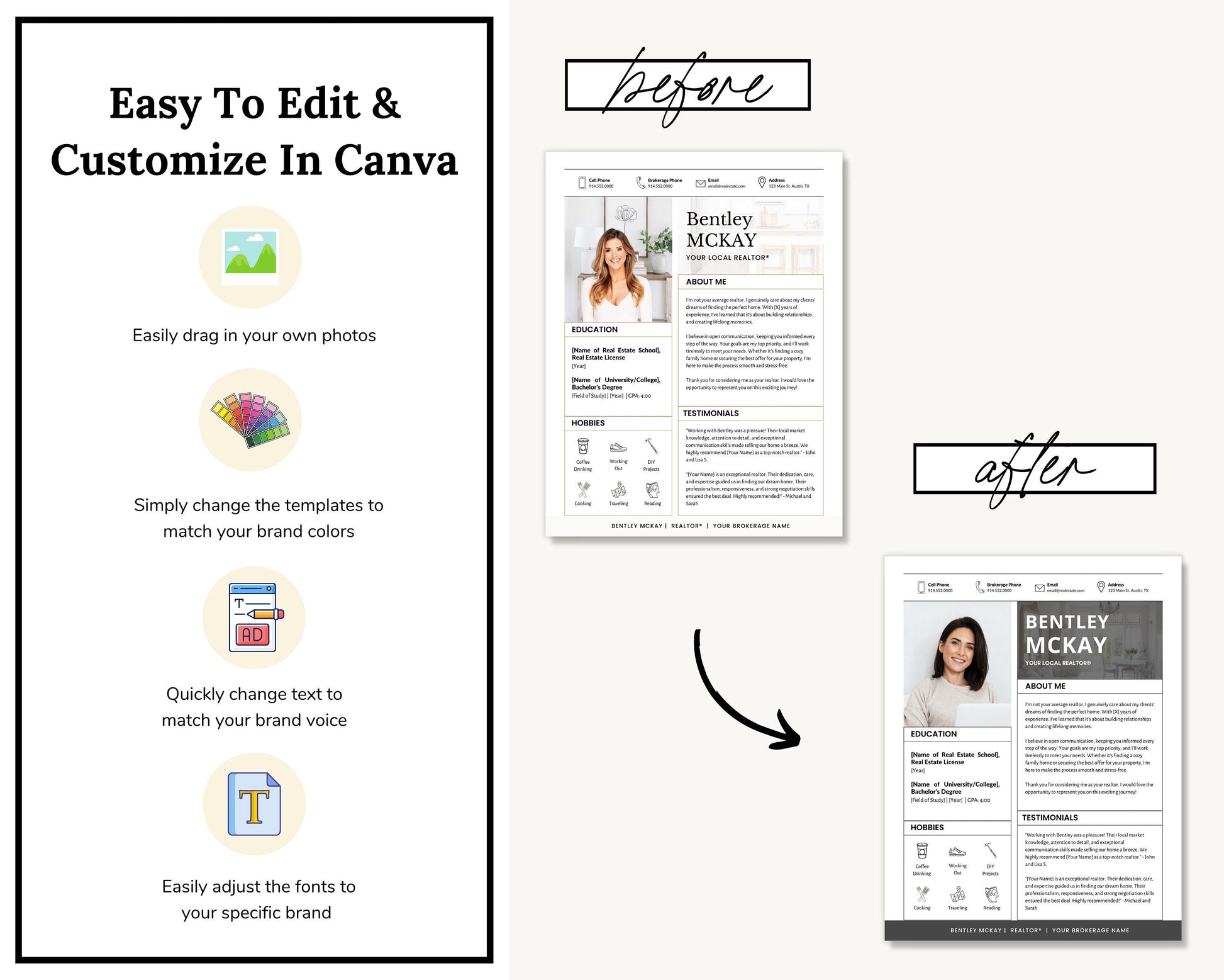 Real Estate Resume Template | Professional Resume Template | Resume and Cover Letter Template | Real Estate Interview | Canva | Resume