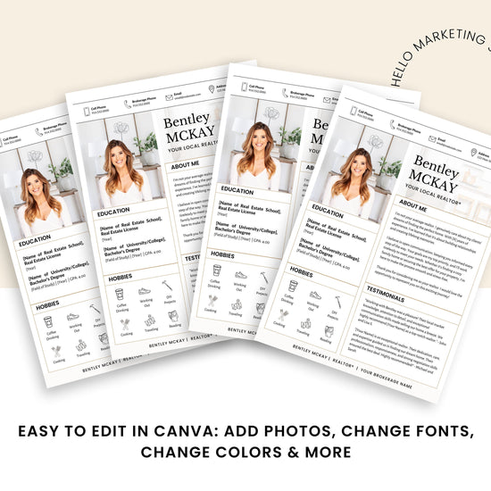Real Estate Resume Template | Professional Resume Template | Resume and Cover Letter Template | Real Estate Interview | Canva | Resume