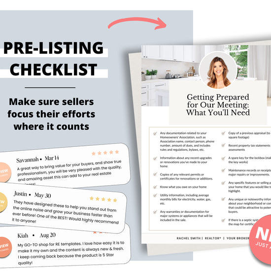 Real Estate Pre-Listing Checklist | Pre-Listing Checklist | Seller Resource | Pre Listing Seller Checklist | Real Estate Marketing Resource
