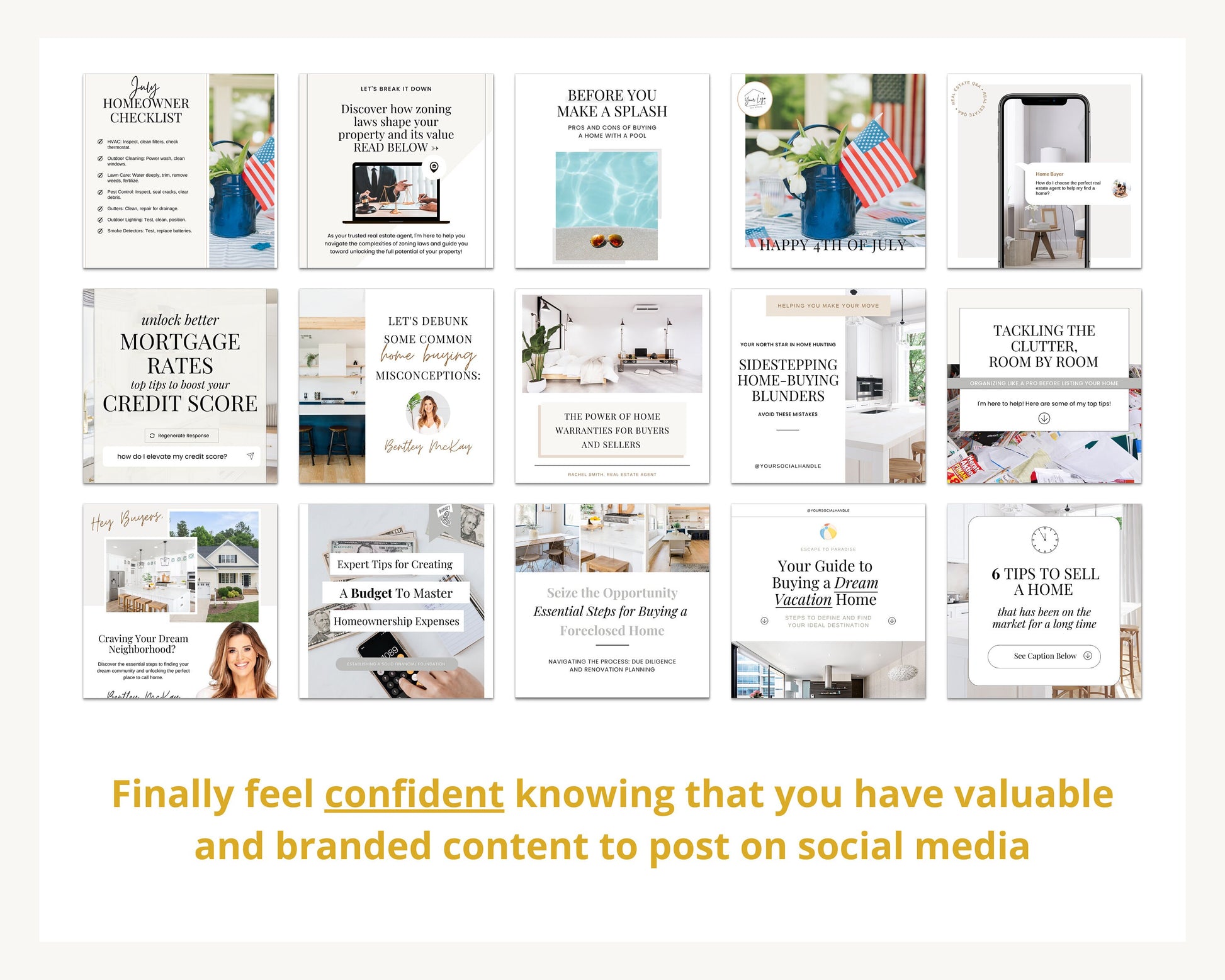 July 31 Real Estate Captions & 31 Real Estate Canva Posts | Real Estate Agent Social Media Posts | Real Estate Marketing | Canva Template