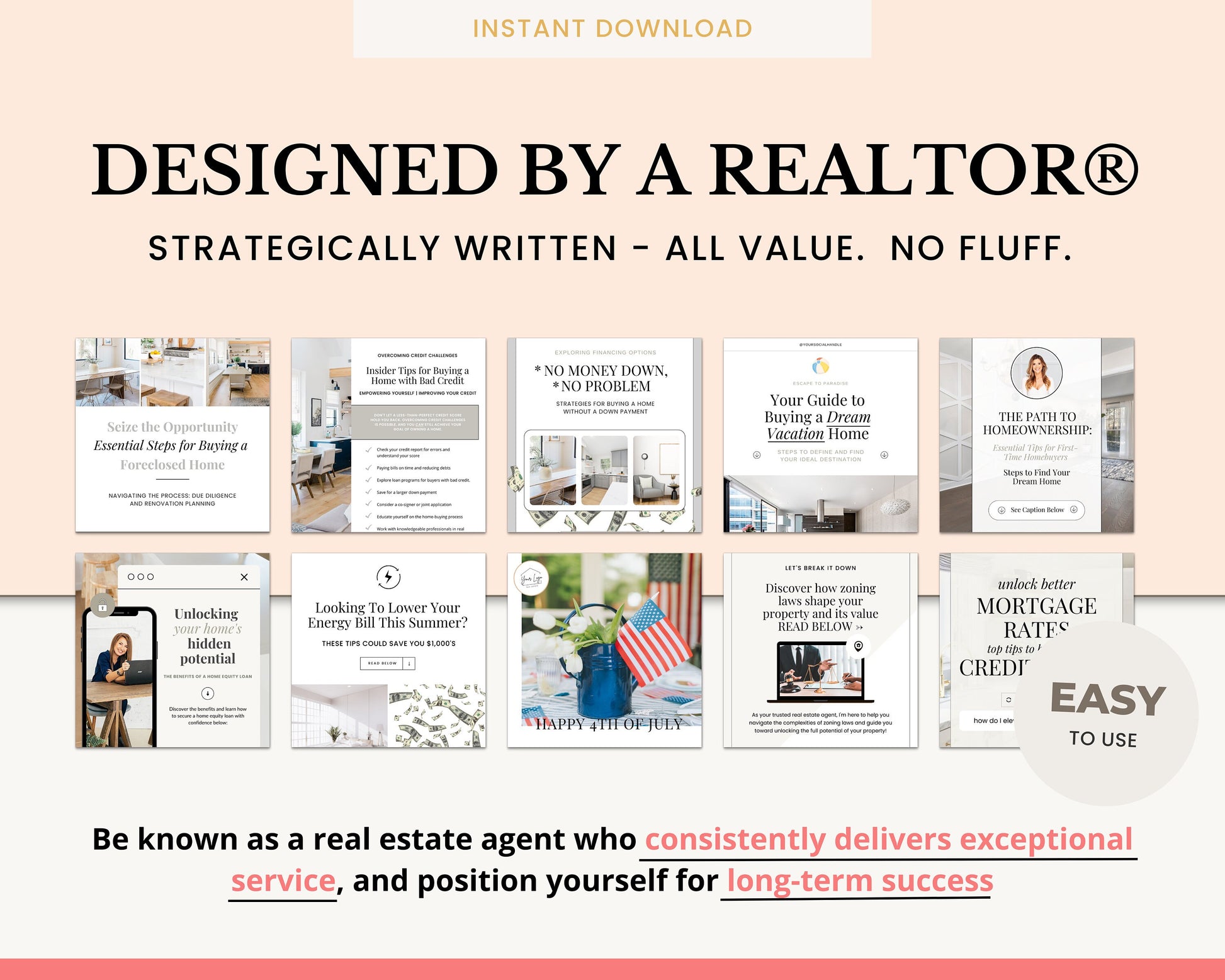 July 31 Real Estate Captions & 31 Real Estate Canva Posts | Real Estate Agent Social Media Posts | Real Estate Marketing | Canva Template