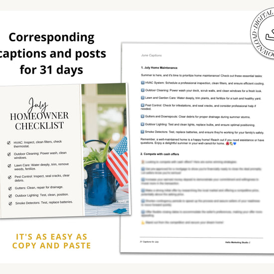 July 31 Real Estate Captions & 31 Real Estate Canva Posts | Real Estate Agent Social Media Posts | Real Estate Marketing | Canva Template