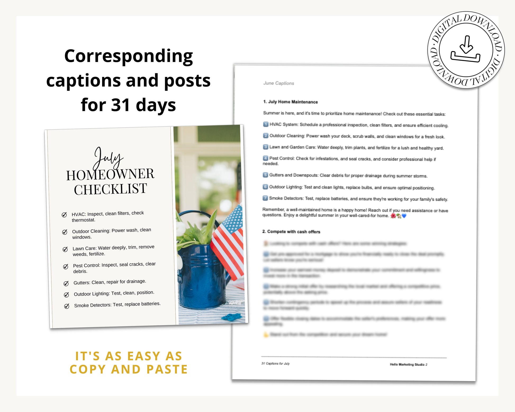July 31 Real Estate Captions & 31 Real Estate Canva Posts | Real Estate Agent Social Media Posts | Real Estate Marketing | Canva Template