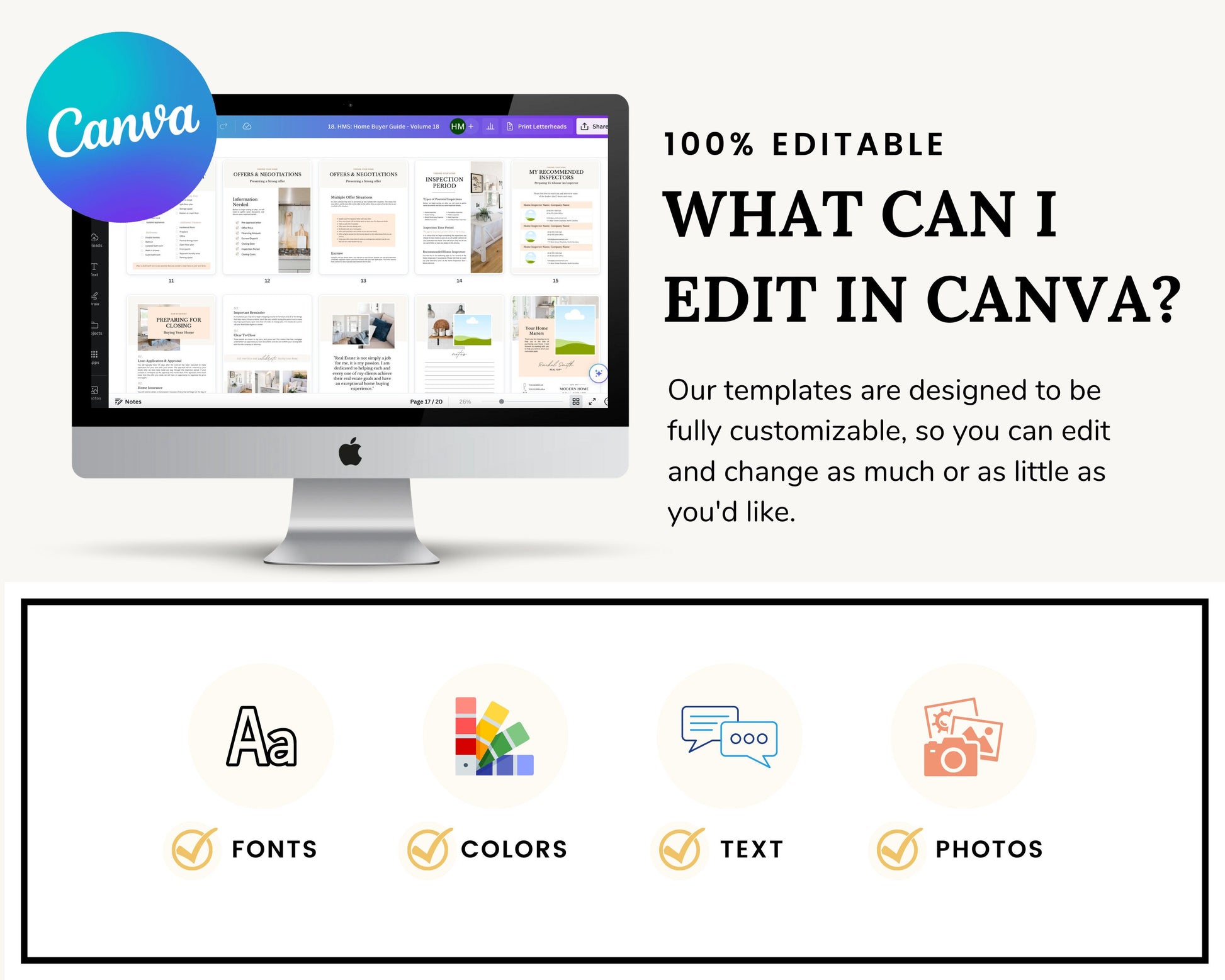 Under Contract Timeline for Real Estate | Textable Real Estate Closing Checklist | Home Buyer Guide | Real Estate Text Message | Canva