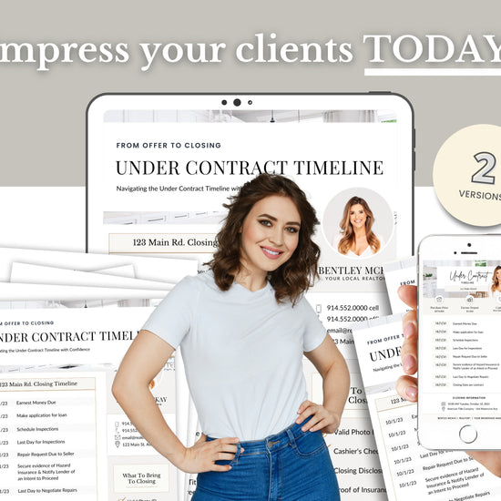 Under Contract Timeline for Real Estate | Textable Real Estate Closing Checklist | Home Buyer Guide | Real Estate Text Message | Canva
