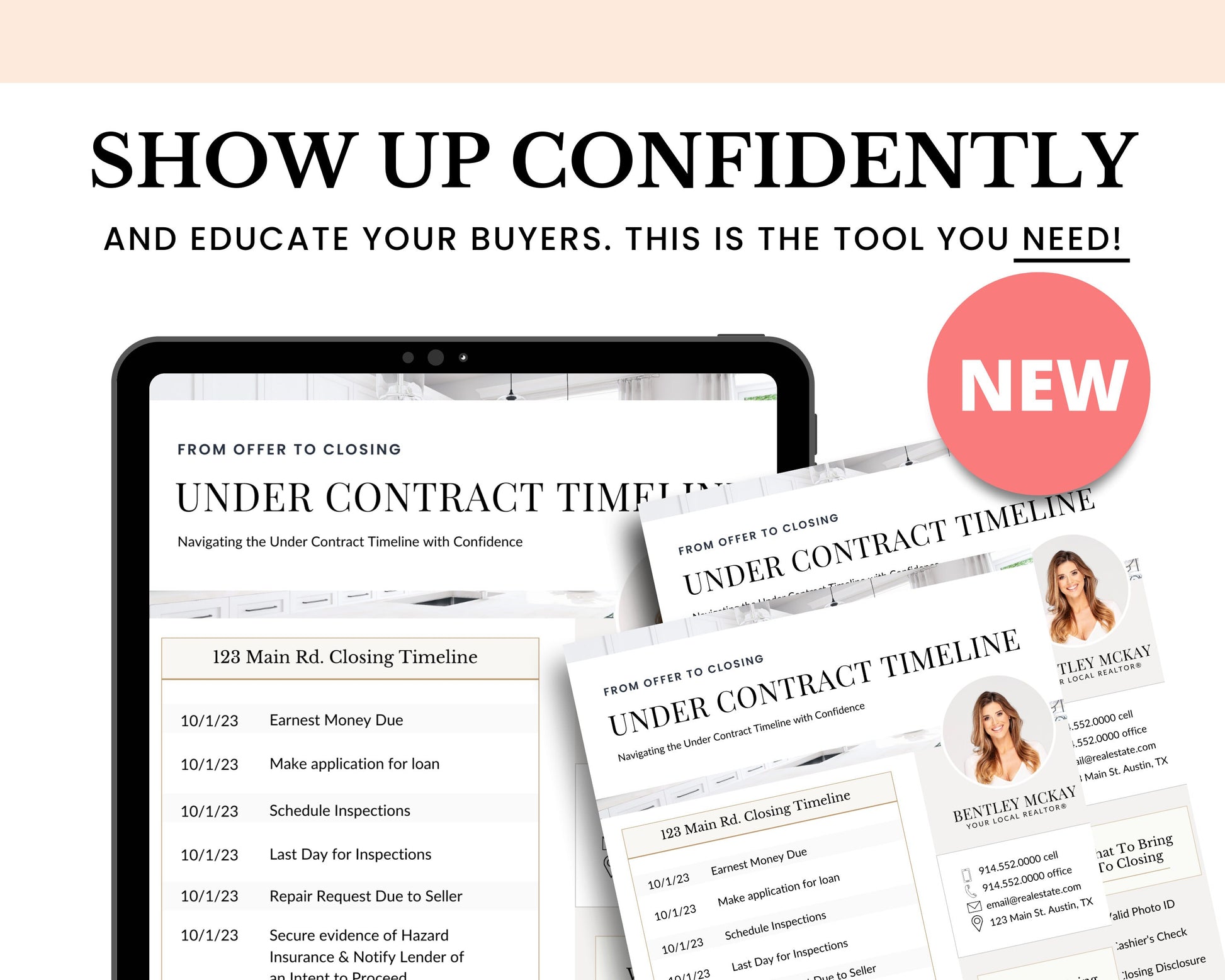 Under Contract Timeline for Real Estate | Textable Real Estate Closing Checklist | Home Buyer Guide | Real Estate Text Message | Canva